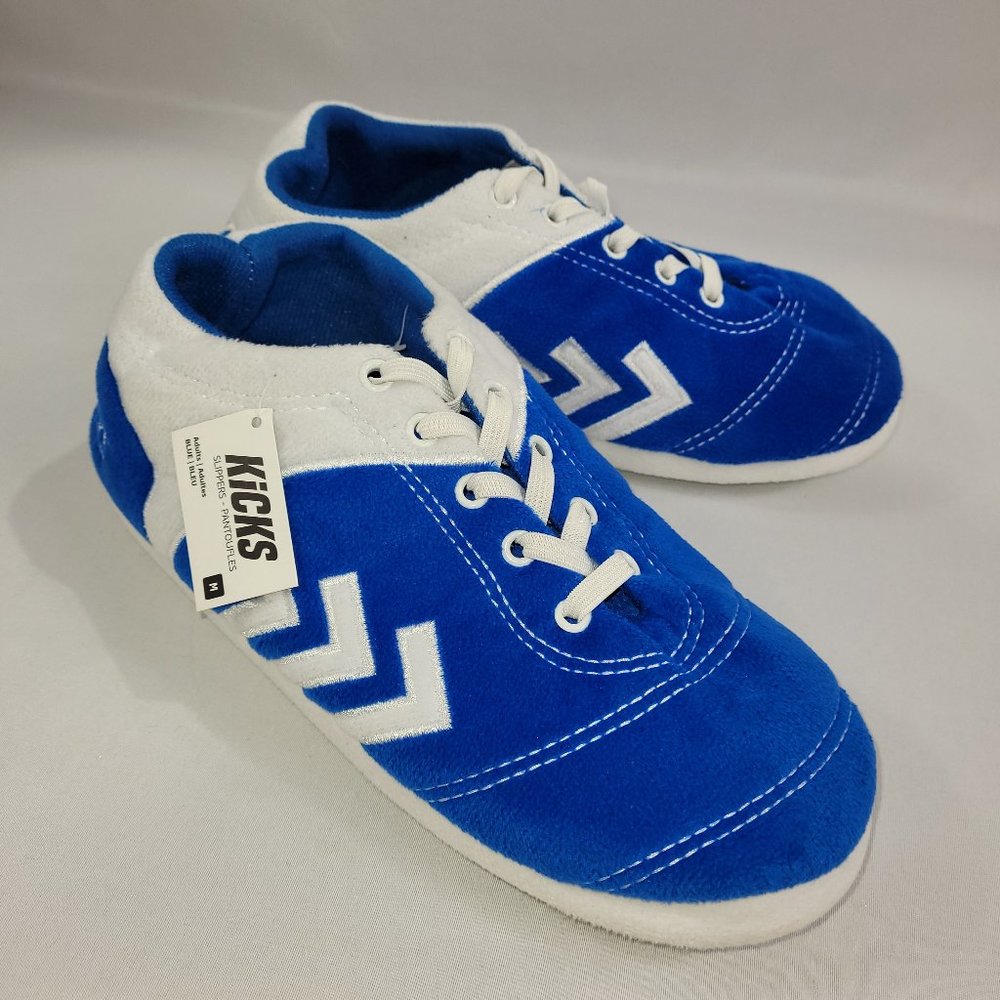 Kicks Slippers Blue White Running Shoe Style Look Adult size Medium NEW
